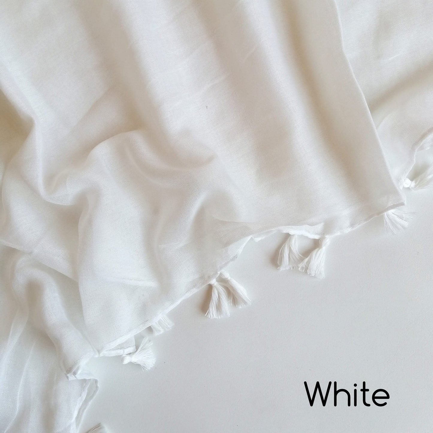 Tassels Hijab - White