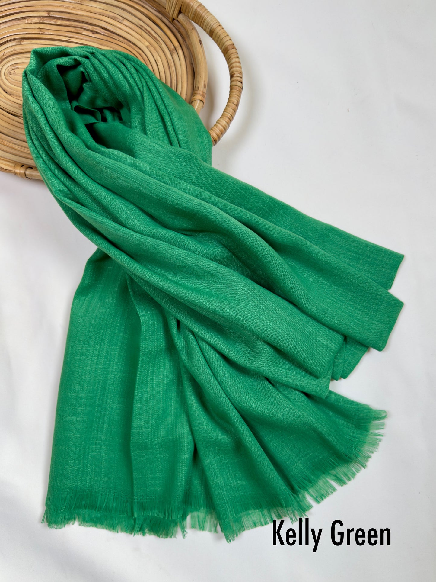 Woven Turkish Hijab - Kelly Green