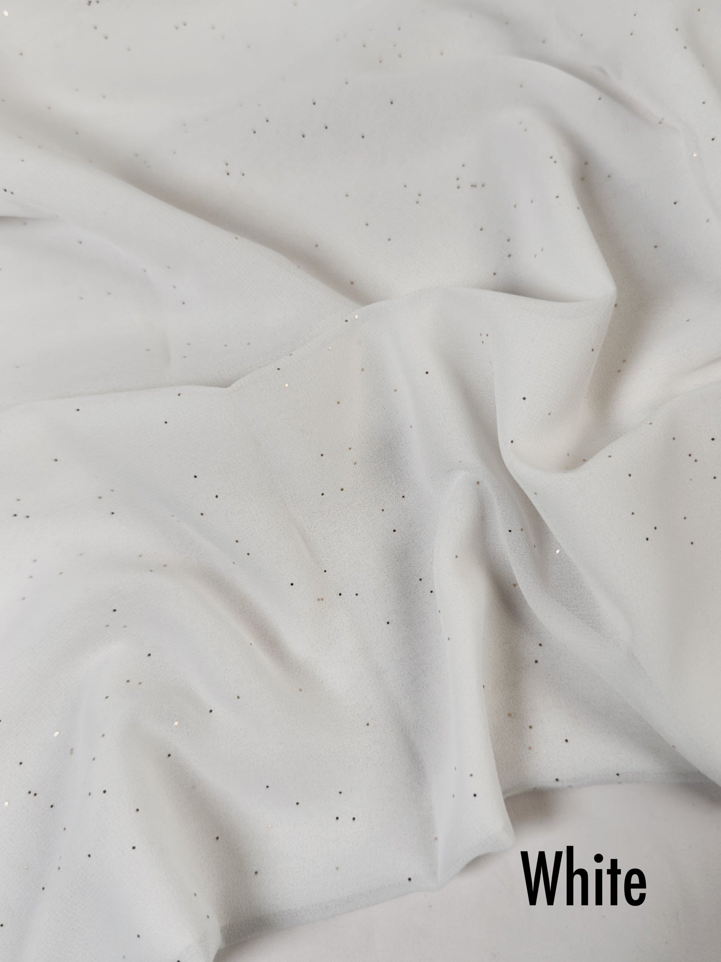 Georgette Glitter Hijab - White