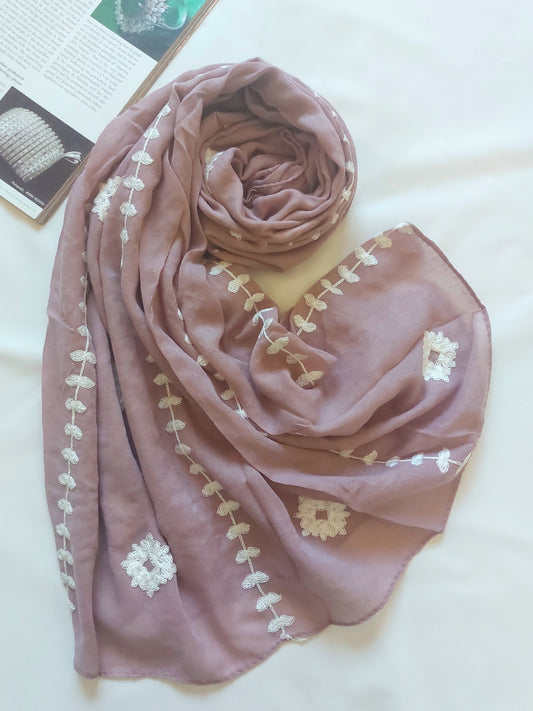 Zahra Embroidered Hijab - Mauve