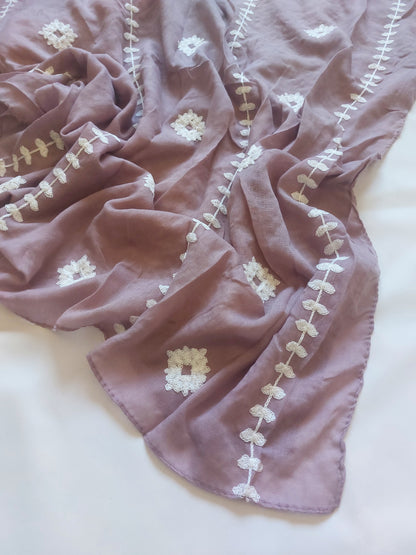 Zahra Embroidered Hijab - Mauve