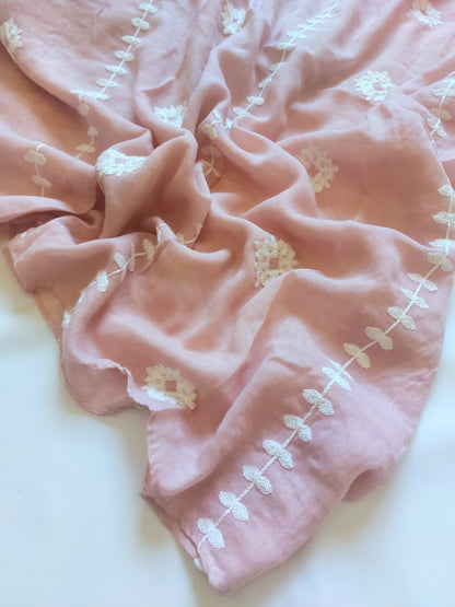 Zahra Embroidered Hijab - Powder Pink