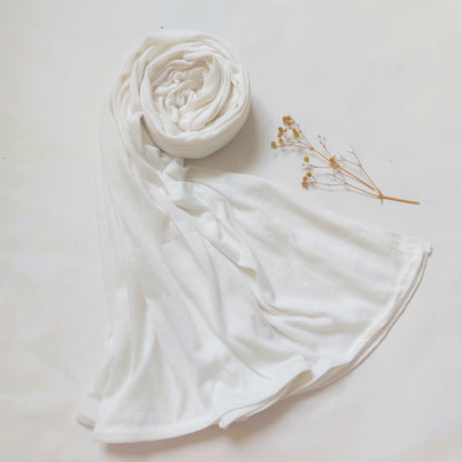 Plain Jersey Hijab - White