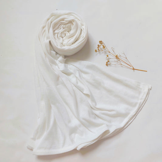 Plain Jersey Hijab - White