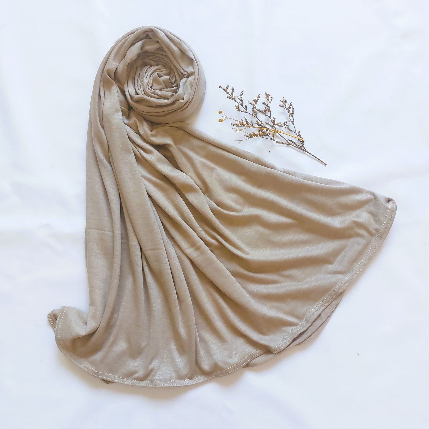 Plain Jersey Hijab - Khaki