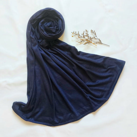 Plain Jersey Hijab - Navy