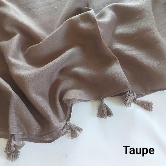 Tassels Hijab - Taupe