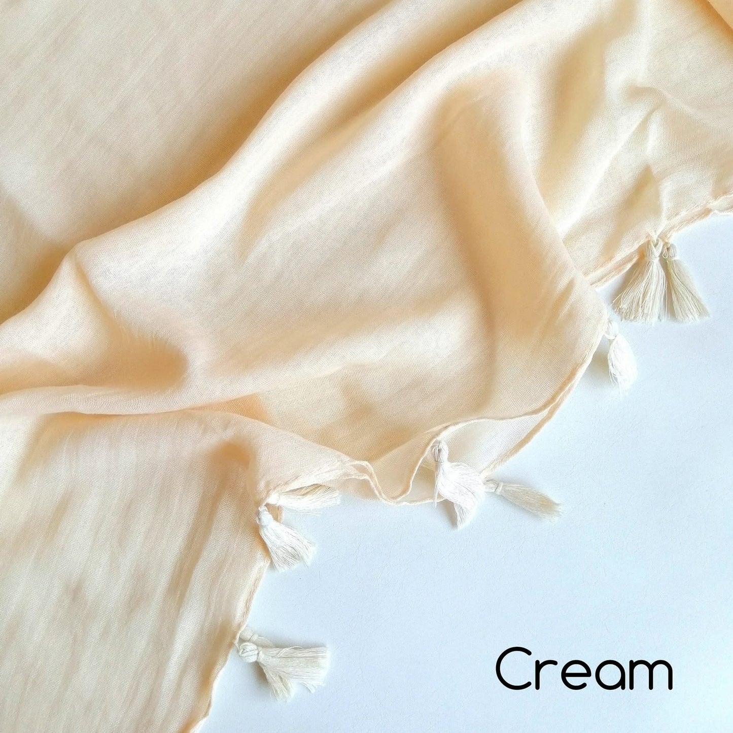 Tassels Hijab - Cream