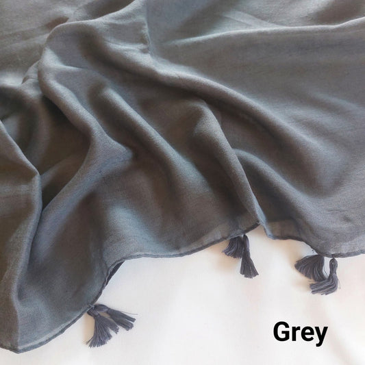 Tassels Hijabs - Grey