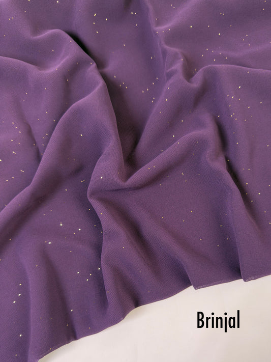 Georgette Glitter Hijab - Brinjal