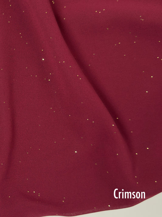 Georgette Glitter Hijab - Crimson