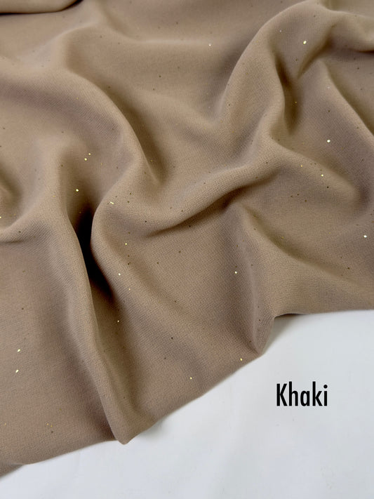 Georgette Glitter Hijab - Khaki