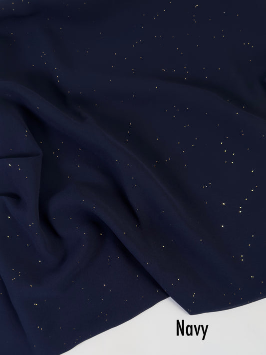 Georgette Glitter Hijab - Navy