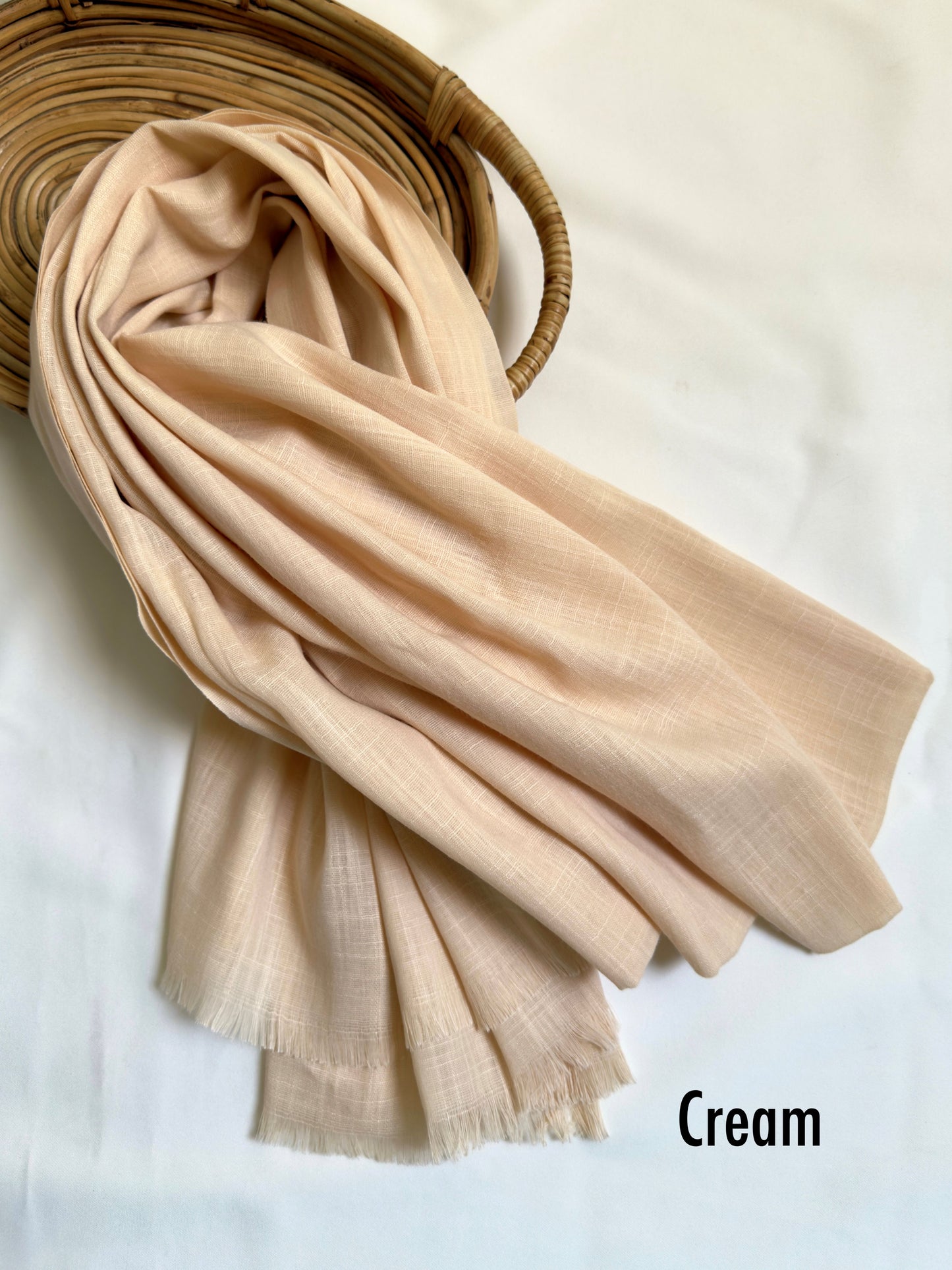 Woven Turkish Hijab- Cream