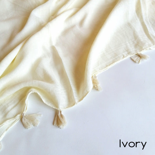 Tassels Hijabs - Ivory