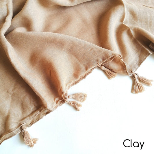 Tassels Hijabs - Clay