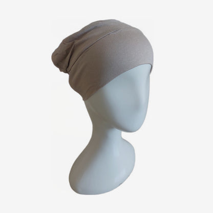 Turkish Full Coverage Tube Cap with Elastic - Cappuccino