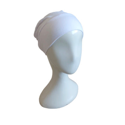 Turkish Full Coverage Tube Cap with Elastic - White