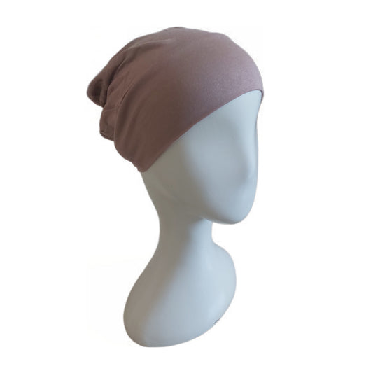 Turkish Full Coverage Tube Cap with Elastic - Coffee