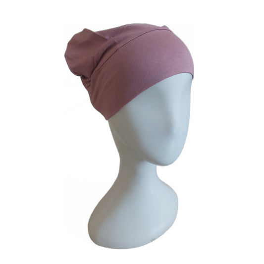 Turkish Full Coverage Tube Cap with Elastic - Rose
