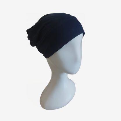 Turkish Full Coverage Tube Cap with Elastic - Navy